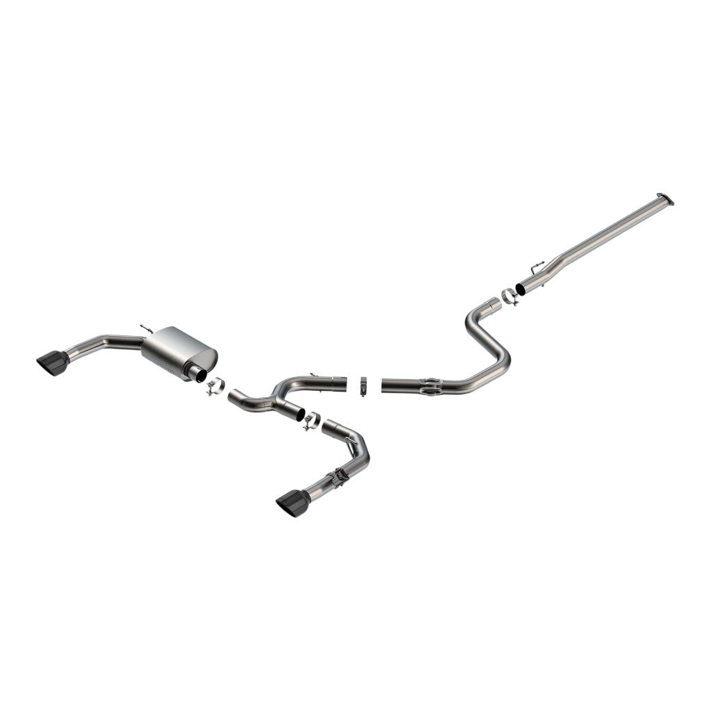 BORLA 141019BC Cat-Back Exhaust 5", ATAK Carbon Fiber With Black Anodized Center, Single, Round, Straight Edge, Angle-Cut for HYUNDAI Elantra N 2.0L 2024–2026 Photo-0