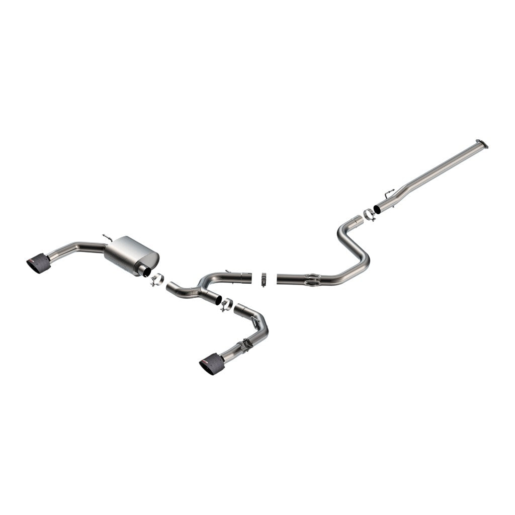 BORLA 141019CFBA Cat-Back Exhaust 5", ATAK Carbon Fiber With Black Anodized Center, Single, Round, Straight Edge, Angle-Cut for HYUNDAI Elantra N 2.0L 2024–2026 Photo-0