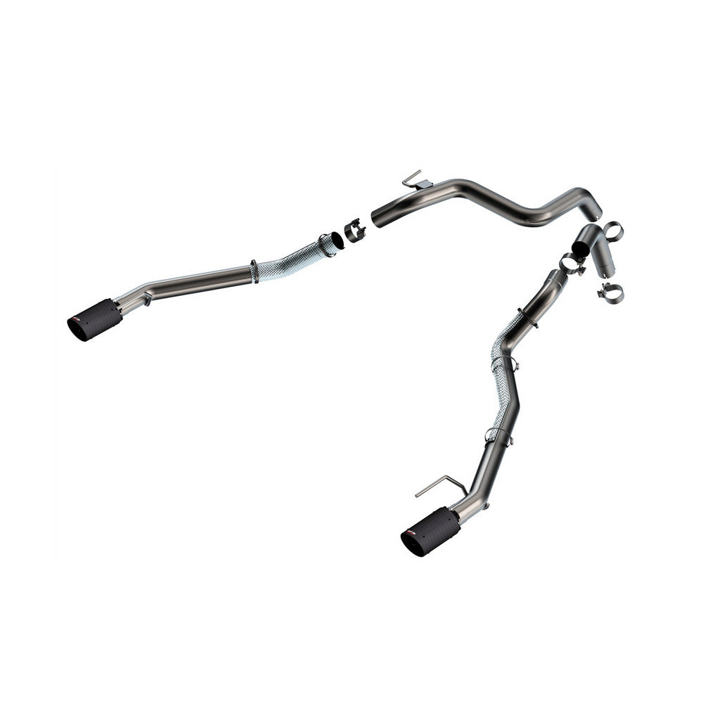 BORLA 60743CFBA Tail Pipe Kit (4" Carbon Fiber Tips With Black Anodized Center) for FORD Ranger Raptor 2024- Photo-0