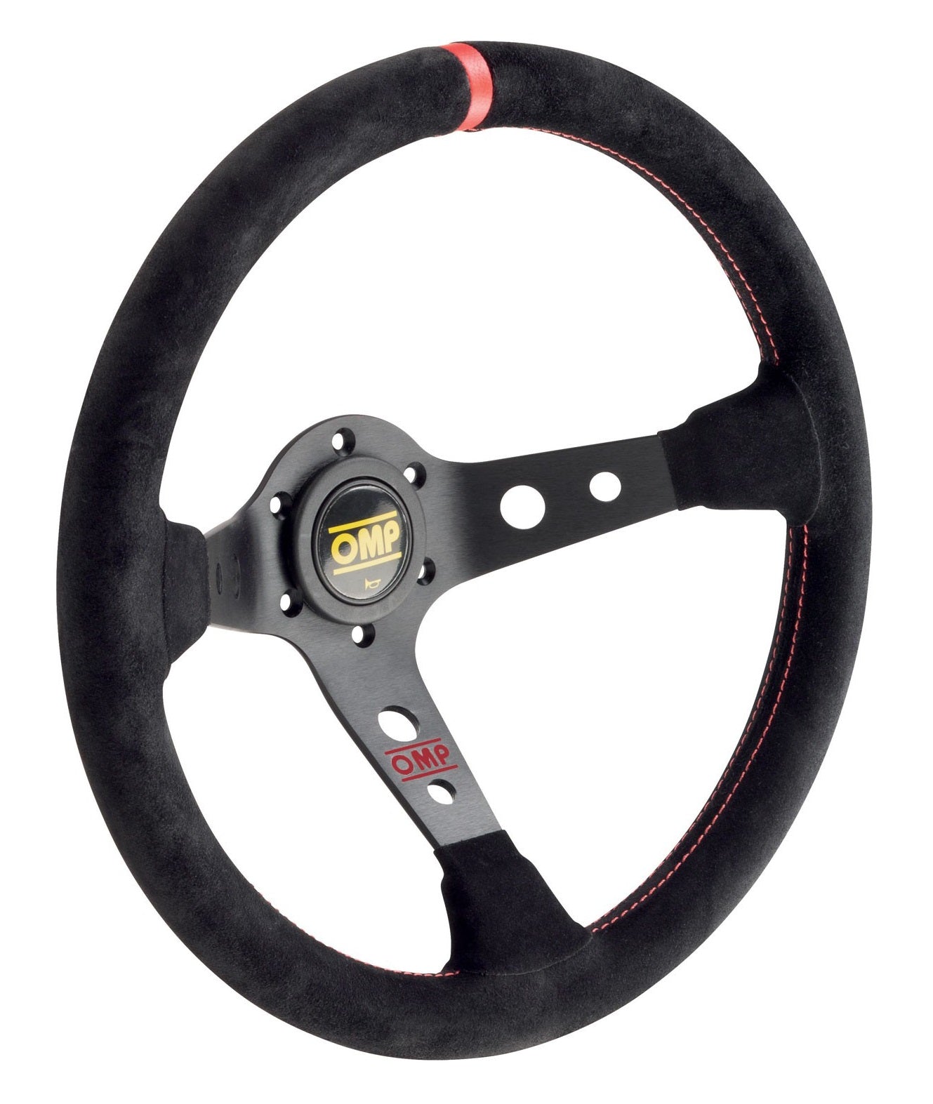 OMP OD0-1954-073 (OD/1954/NR) Steering wheel CORSICA, suede, black/red, diam.350mm, reach 95mm Photo-0