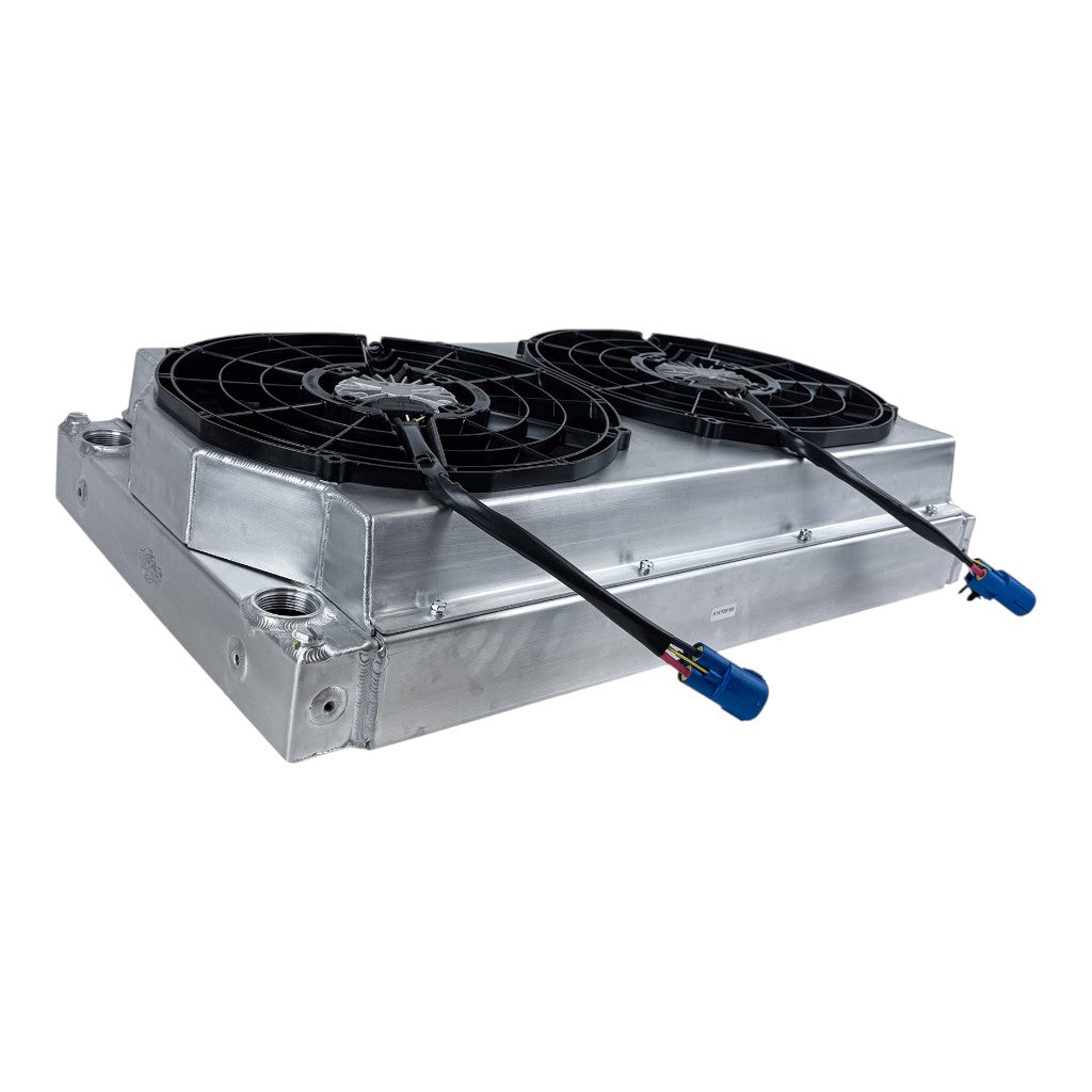 CSF 8374 Motorsport Dual-Pass Radiator with Shroud + 14" SPAL Brushless Fans and Harnesses Photo-3