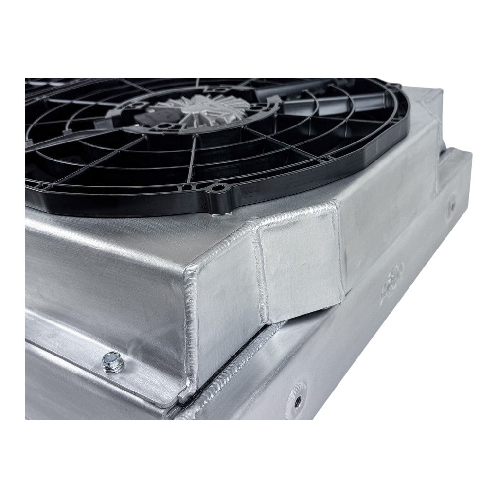 CSF 8374 Motorsport Dual-Pass Radiator with Shroud + 14" SPAL Brushless Fans and Harnesses Photo-4