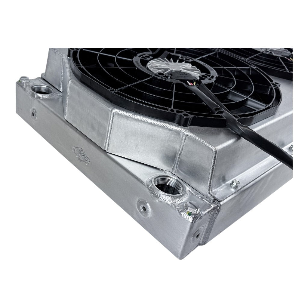 CSF 8374 Motorsport Dual-Pass Radiator with Shroud + 14" SPAL Brushless Fans and Harnesses Photo-5