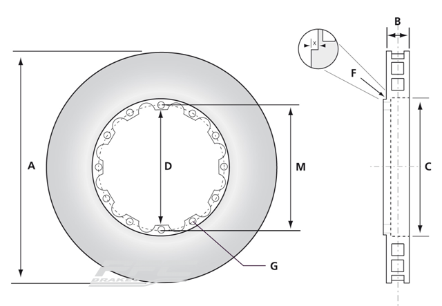 PFC 380.34.0054.451 Front Left Brake Disc Slotted for PORSCHE 991 GT3 Cup / Cayman GT4 Clubsport Photo-0