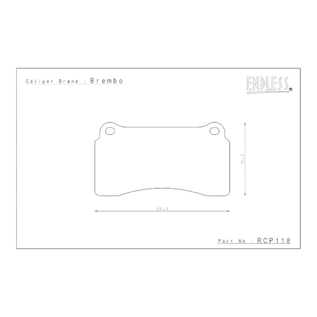 ENDLESS RCP118MXPL Rear Brake Pads MX72 Plus Compound for NISSAN GT-R (R35)/FERRARI F40 (F120)/F50 (F130) / LAMBORGHINI Diablo 1992-1999/ Murciélago 2001-2010 Photo-1