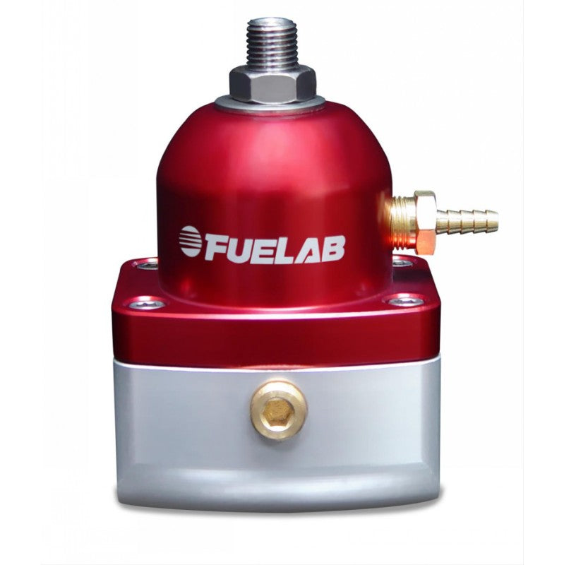 FUELAB 54501-2 Mini Fuel Pressure Regulator In-Line EFI (25-90 psi, 6AN-In, 6AN-Out) Red Photo-0