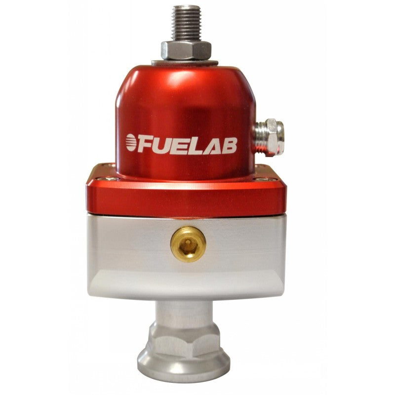 FUELAB 55501-2 Fuel Pressure Regulator Blocking Style Carbureted (4-12 psi, 8AN-In, 8AN-Out) Red Photo-0