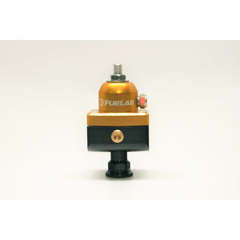 FUELAB 57502-5 Mini Fuel Pressure Regulator Blocking Style Carbureted (1-3 psi, 6AN-In, 6AN-Out) Gold Photo-0