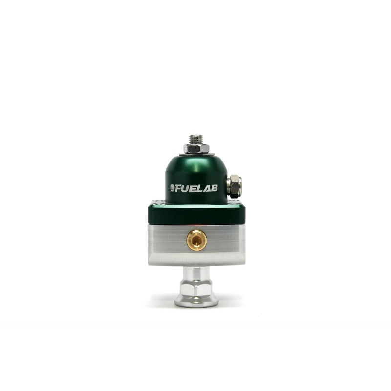 FUELAB 55502-6 Fuel Pressure Regulator Blocking Style Carbureted (1-3 psi, 8AN-In, 8AN-Out) Green Photo-0