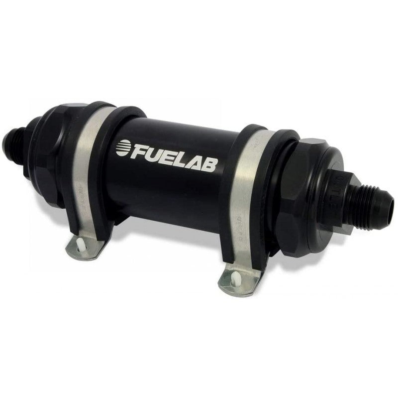 FUELAB 82813-1 In-Line Fuel Filter (10AN in/out, 5 inch 40 micron stainless steel element) Black Photo-0