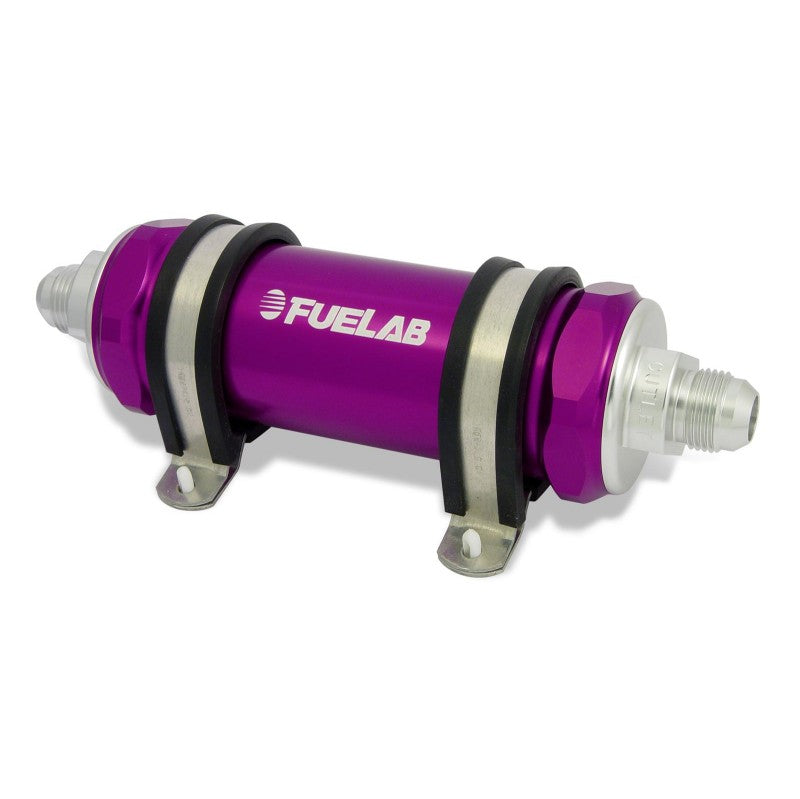 FUELAB 85812-4 In-Line Fuel Filter With Check Valve (10AN in/out, 5 inch 40 micron stainless steel element) Purple Photo-0