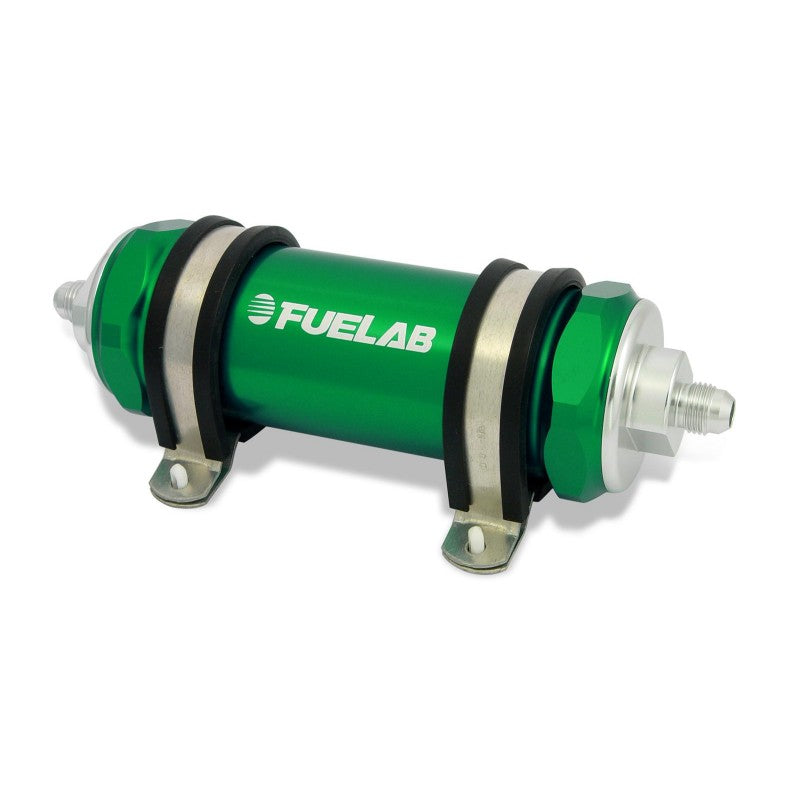 FUELAB 85831-6 In-Line Fuel Filter With Check Valve (8AN in/out, 5 inch 6 micron fiberglass element) Green Photo-0 
