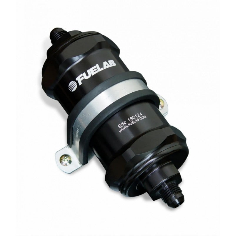 FUELAB 81811-1 In-Line Fuel Filter (6AN in/out, 3 inch 40 micron stainless steel element) Black Photo-0