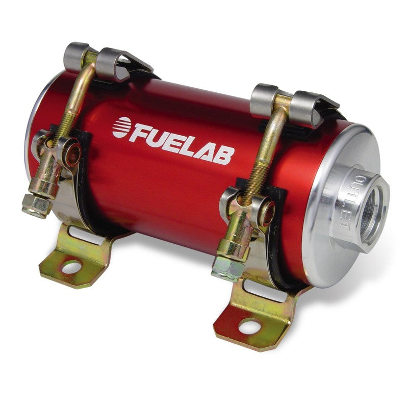FUELAB 40402-2 Carbureted In-Line Fuel Pump PRODIGY (160 GPH @ 10 PSI, 35 PSI max, up to 1600 HP) Red Photo-0