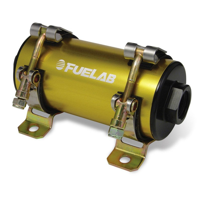 FUELAB 41404-5 Carbureted In-Line Fuel Pump PRODIGY (200 GPH @ 20 PSI, 30 PSI max, up to 2000 HP) Gold Photo-0