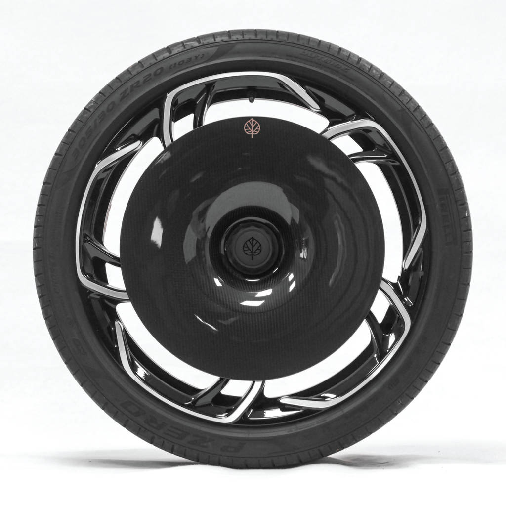 GOLD LEAF ADEVO-MCL750S-GL Wheel Covers Aero Disc EVO (Carbon / Gloss) for MCLAREN 750S OEM Wheels Photo-1
