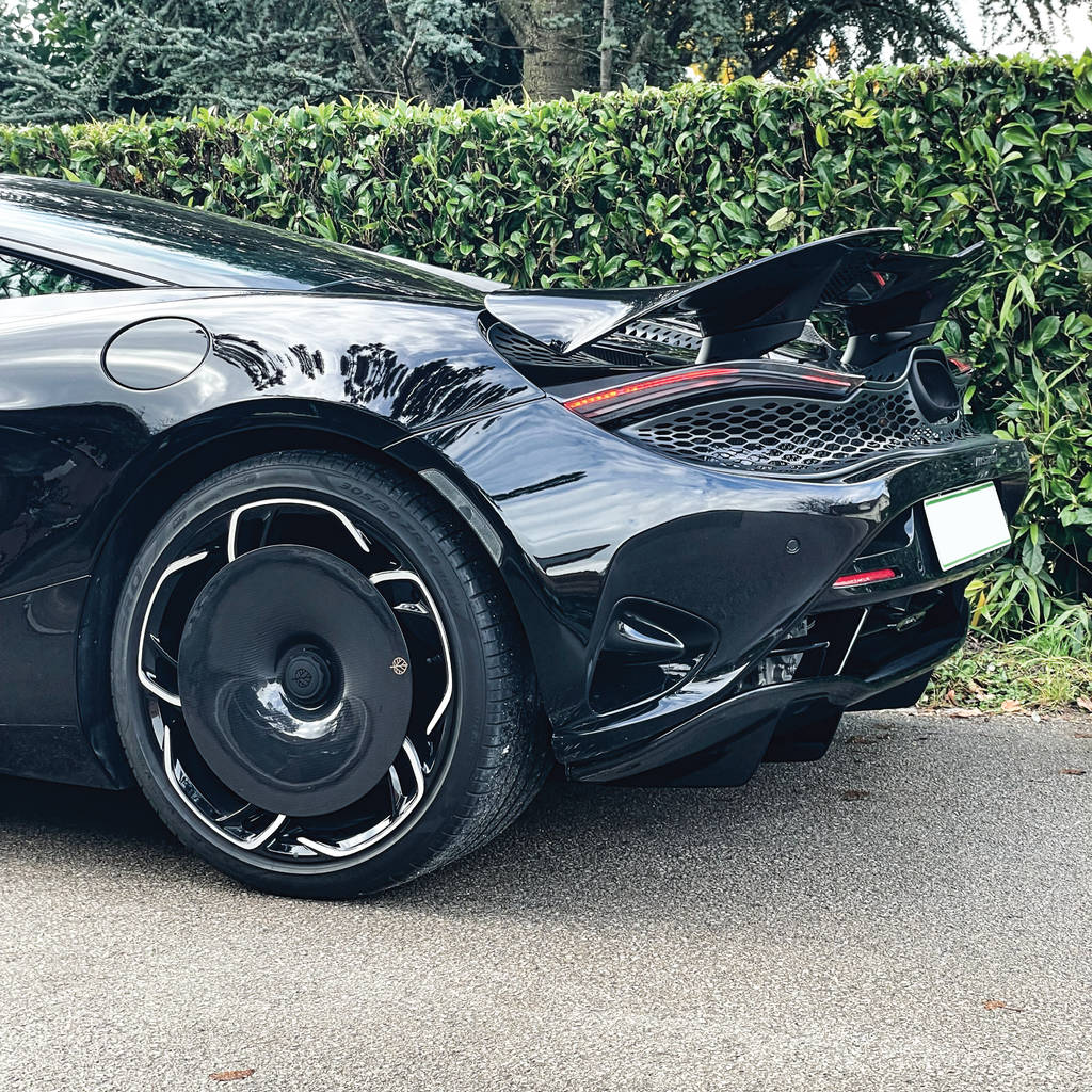 GOLD LEAF ADEVO-MCL750S-GL-CD Wheel Covers Aero Disc EVO (Carbon / Gloss / Custom Decal) for MCLAREN 750S OEM Wheels Photo-10