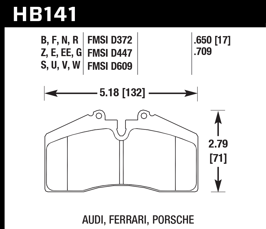HAWK HB141D.650 Rear Brake Pads ER-1 Endurance Racing for PORSCHE 911 Carrera 4S 3.6L 1996-1998 Photo-1