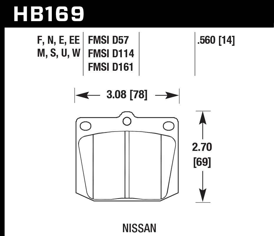 HAWK HB169D.560 Front Brake Pads ER-1 Endurance Racing for NISSAN 810 1978-1980/ TOYOTA Corona 1974-1980 Photo-1