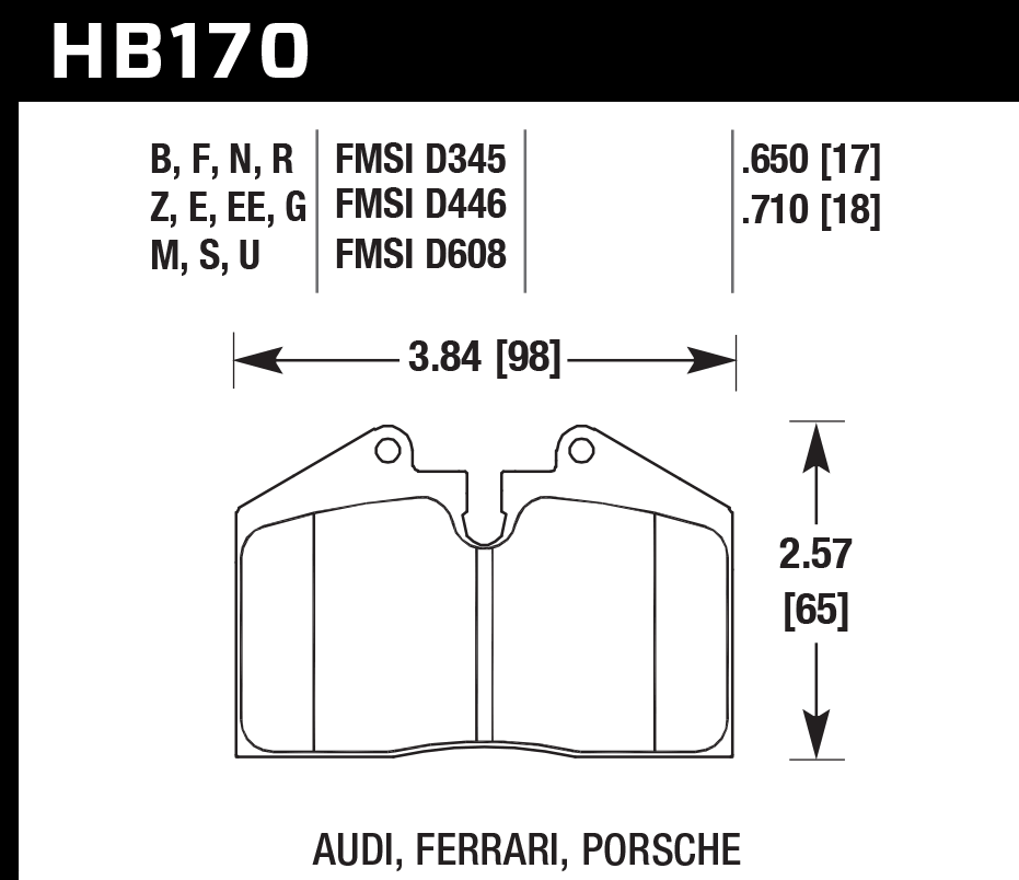 HAWK HB170D.650 Rear Brake Pads ER-1 Endurance Racing for PORSCHE 911 1985-1998 Photo-1