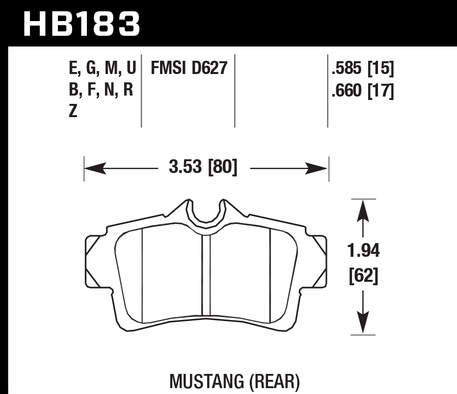 HAWK HB183D.585 Rear Brake Pads ER-1 Endurance Racing for FORD Mustang Cobra 4.6L 1995-2004 Photo-1
