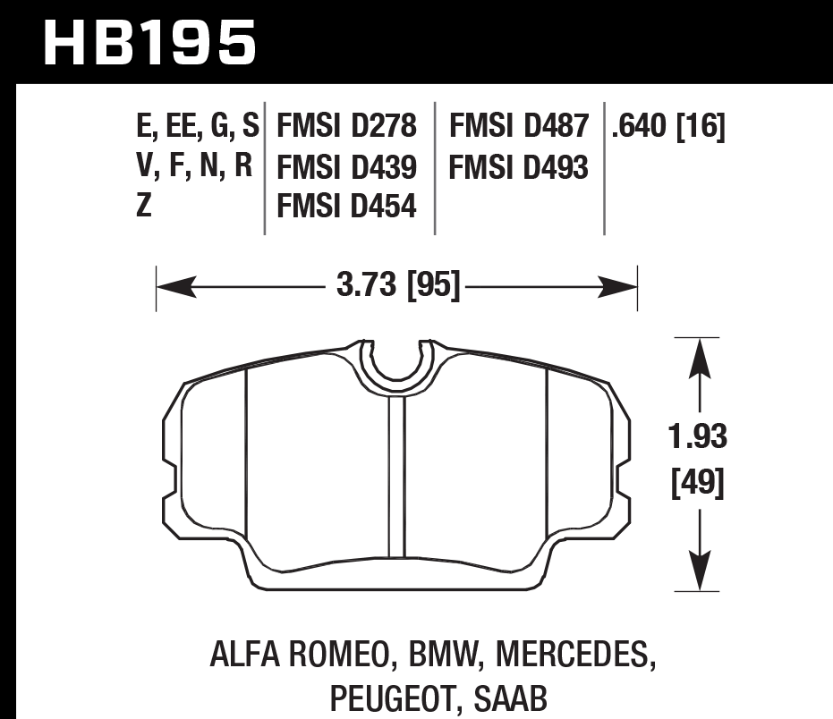 HAWK HB195D.640 Rear Brake Pads ER-1 Endurance Racing for LAND ROVER Discovery 1999-2004 Photo-1