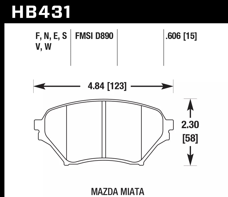 HAWK HB431D.606 Front Brake Pads ER-1 Endurance Racing for MAZDA Miata 2002-2005 Photo-1