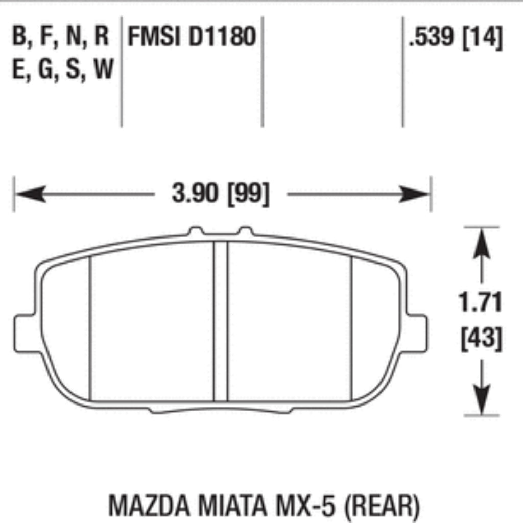 HAWK HB523N.539 Rear Brake Pads HP+ for MAZDA MX-5 (NC / ND) 2005+ Photo-1