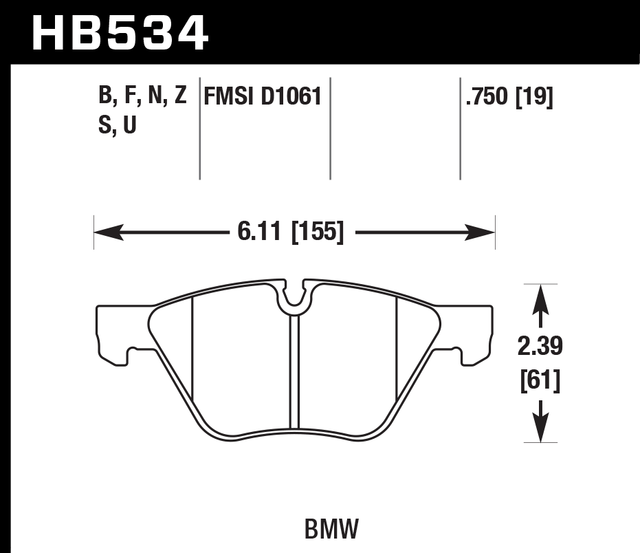 HAWK HB534D.750 Front Brake Pads ER-1 Endurance Racing for BMW Z4 sDrive28i 2.0L 2013-2016 Photo-1