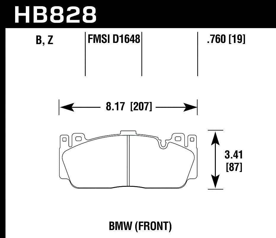 HAWK HB828D.760 Front Brake Pads ER-1 Endurance Racing for BMW 3-Series M3 3.0 Twin Turbo 2014-2019 Photo-1