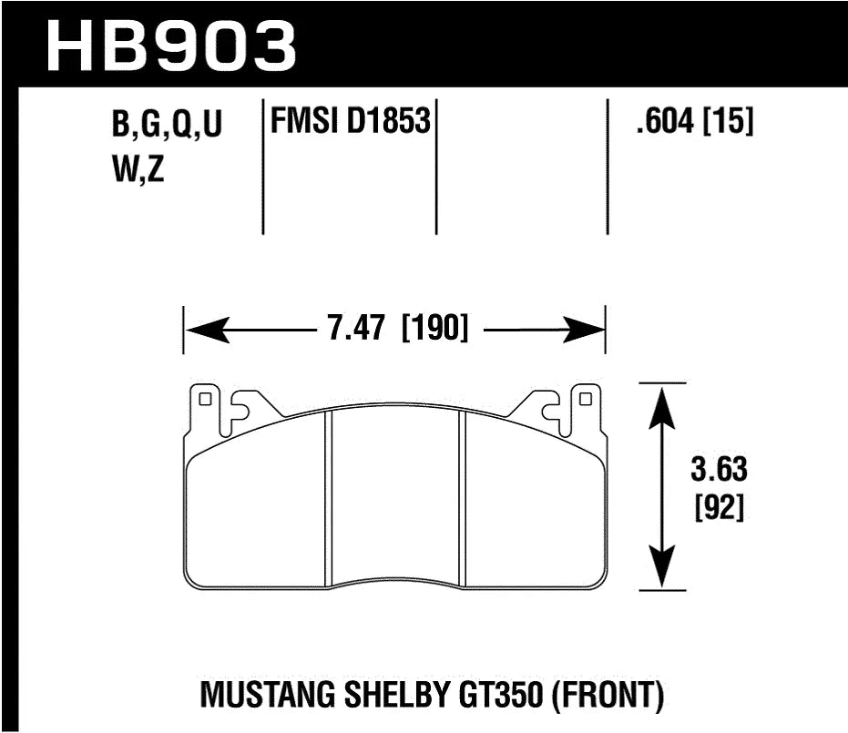 HAWK HB903D.604 Front Brake Pads ER-1 Endurance Racing for FORD Mustang 5.2L 2015-2019 Photo-1