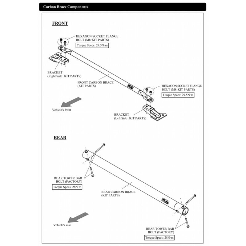 HKS 83001-AN001 Strut Brace Carbon (front and rear) for NISSAN Z (RZ34) 2022+ Photo-5