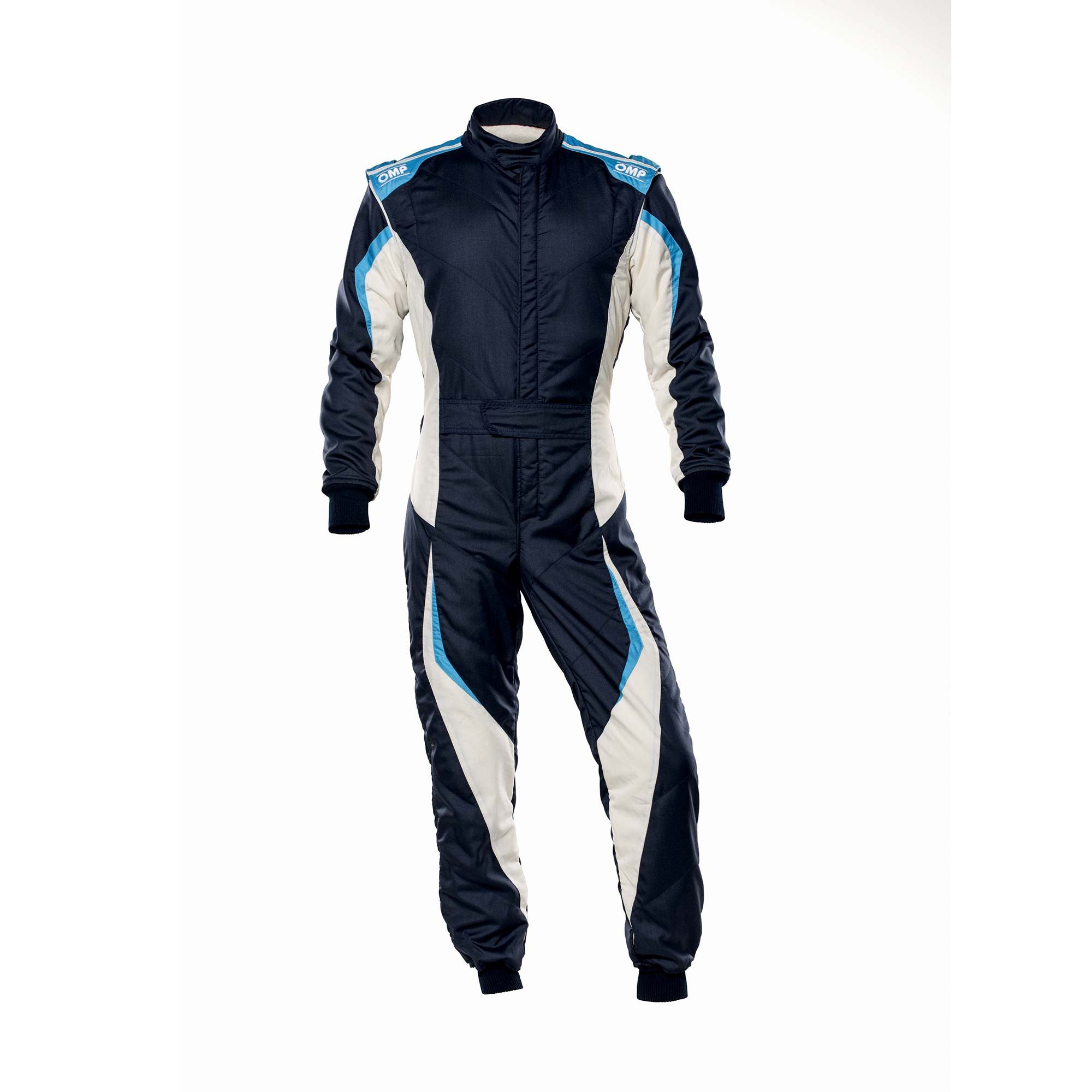 OMP IA0-1859-B01-246-52 Racing suit TECNICA EVO MY2021, FIA 8856-2018, navy blue/white/grey/cyan, size 52 Photo-0