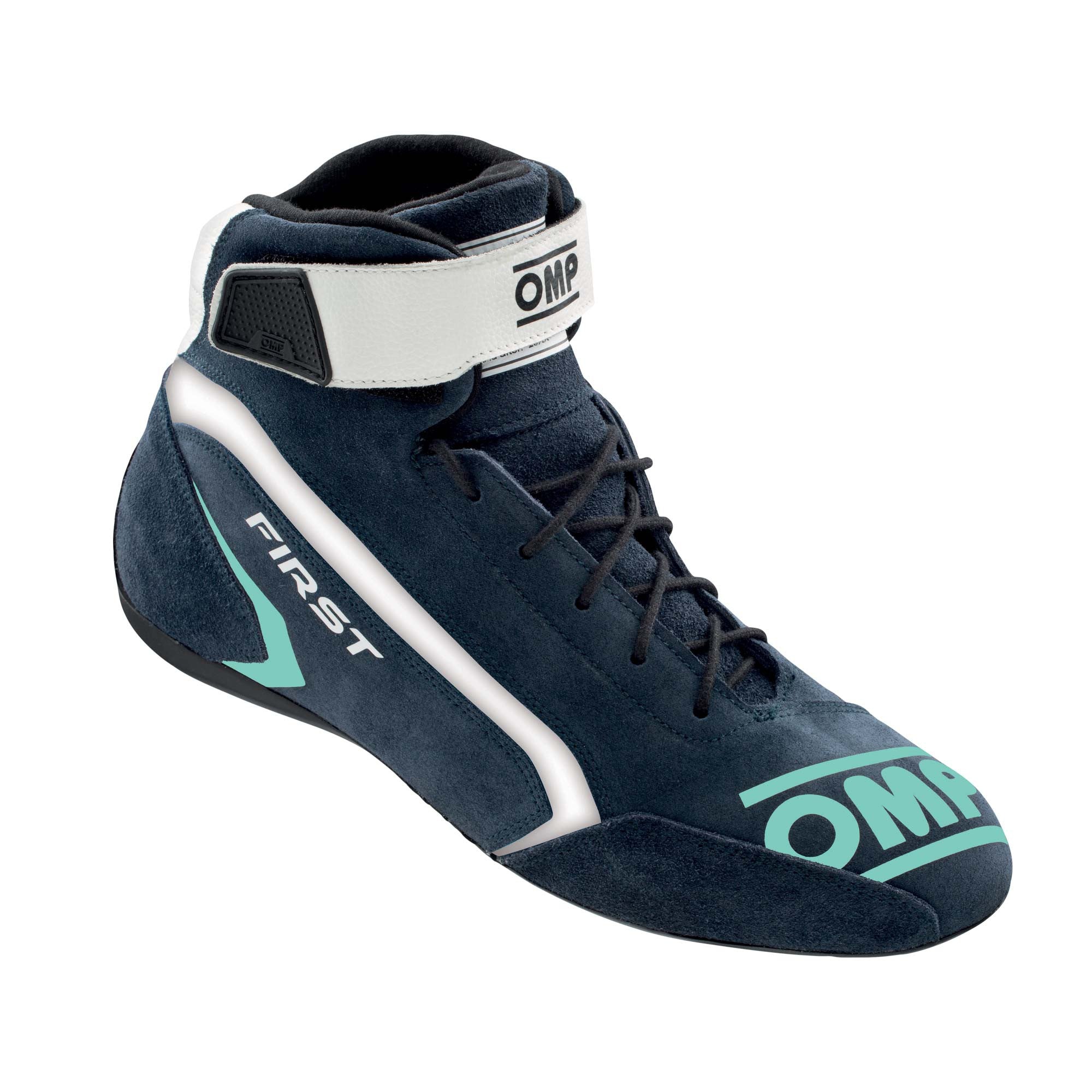 OMP IC0-0824-A01-248-48 FIRST my2021 Racing shoes, FIA 8856-2018, navy blue/tiffany, size 48 Photo-0