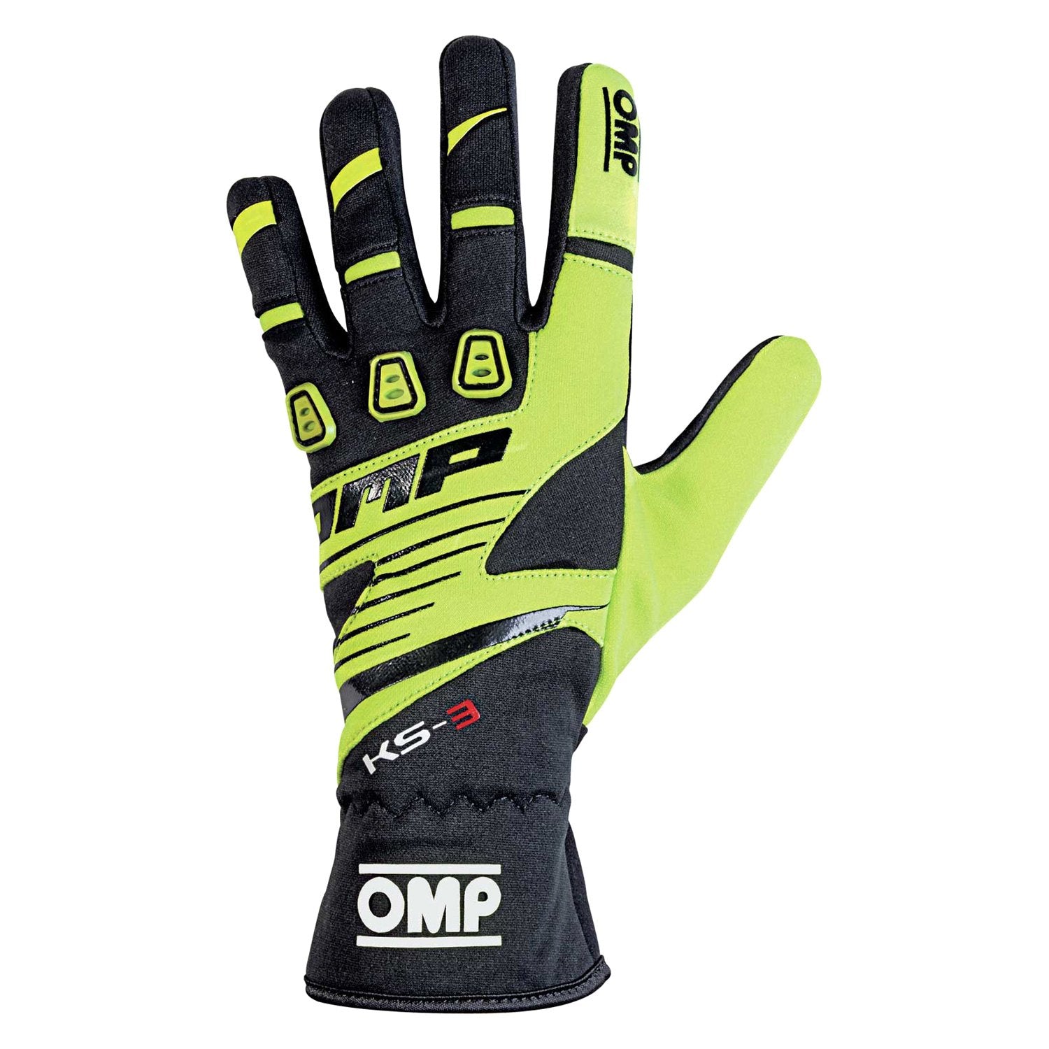 OMP KB0-2743-B01-059-XXS (KK02743E059XXS) Karting gloves KS-3 my2018, black/fluo yellow, size XXS Photo-0