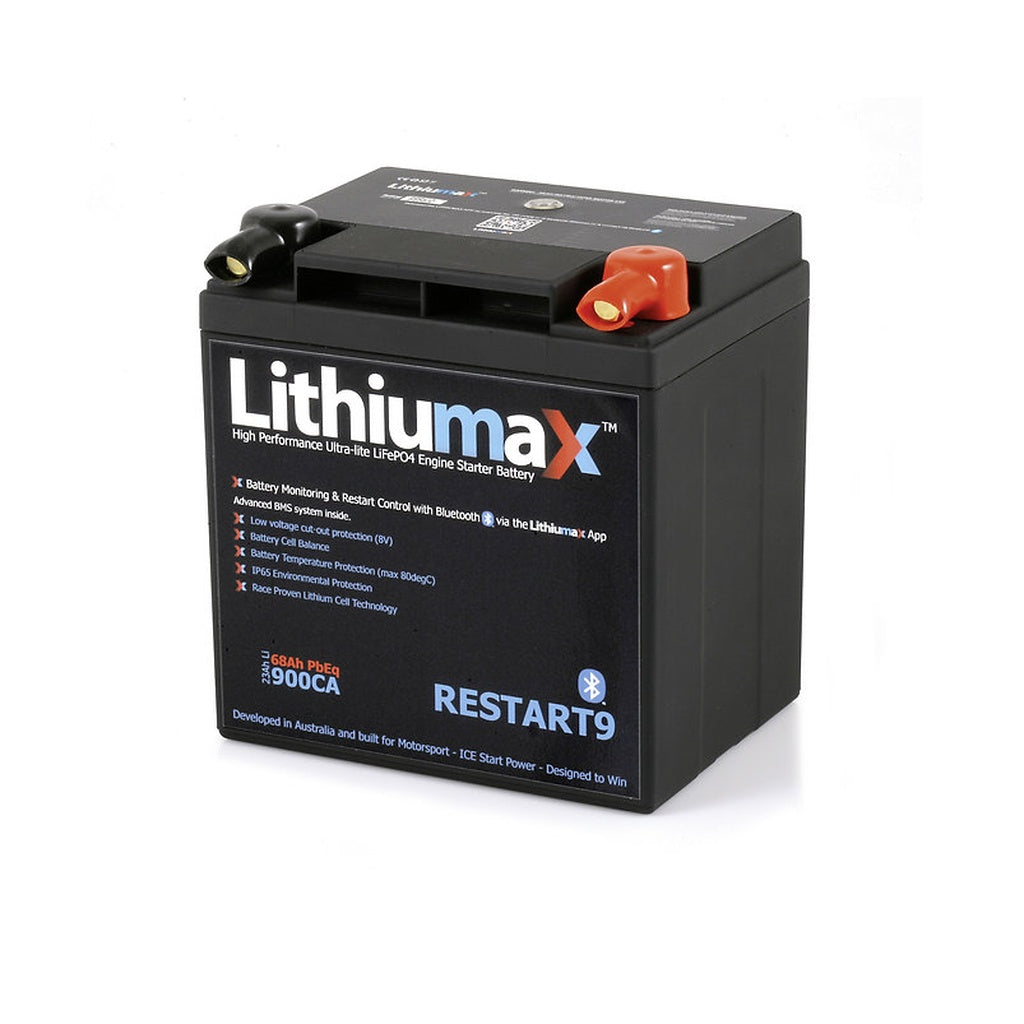 LITHIUMAX RESTART9BT Engine Starter Battery RESTART9 Bluetooth 900CA 68Ah Photo-1