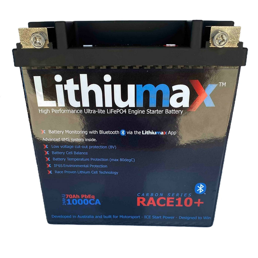 LITHIUMAX RACE10+ Engine Starter Battery RACE10+ Bluetooth 1000CA 70Ah Photo-0