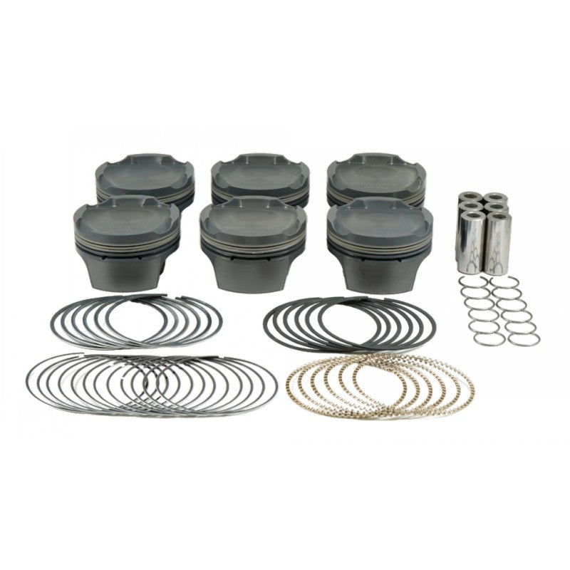 MAHLE 930000135T Piston Kit with TBC (87.25mm x 32.3mm CH, 91.0mm stroke, 139mm rod, 21mm pin, -9.2cc, 354g, 12.5CR, 2618) for BMW M3 (E46) S54B32 3.2L Photo-0