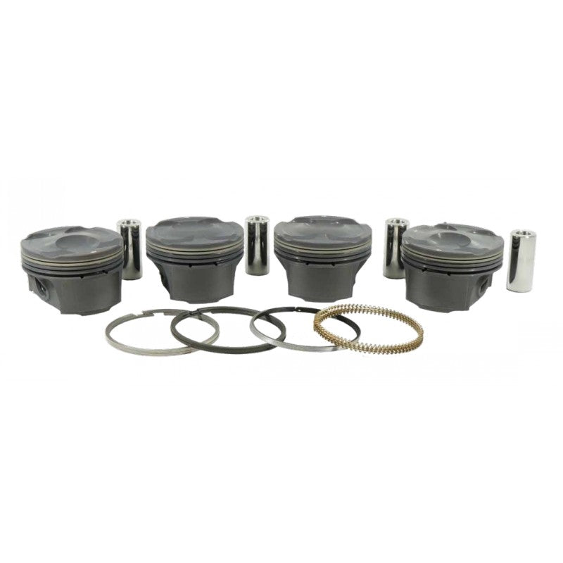 MAHLE 197937145T Piston Kit with TBC (87.51mm x 32.8mm CH, 94.0mm stroke, 149.3mm rod, 22.5mm pin, -6.5cc, 365g, 9.5CR, 4032) for FORD Mustang EcoBoost 2.3L Photo-0