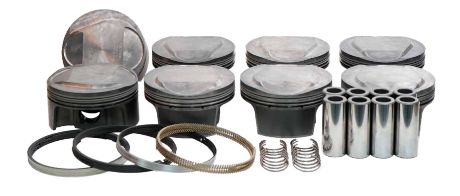 MAHLE 930276047T Piston Kit with TBC (350cid 3.947 x 1.205CH, 3.579stroke, 6.242rod, 0.927pin, 10.2cc, 448g, 10.9CR, 2618) for MOPAR Hemi 5.7L Photo-0