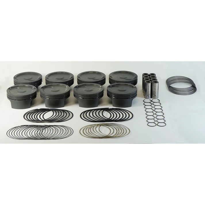 MAHLE 930225275T Piston Kit Dish (430cid 4.075 x 1.055RCH, 4.125stroke, 6.125rod, 0.927pin, -8.0cc, 436g, 11.2CR, 4032) for CHEVROLET LS3/L92 6.0L/6.2L Photo-0