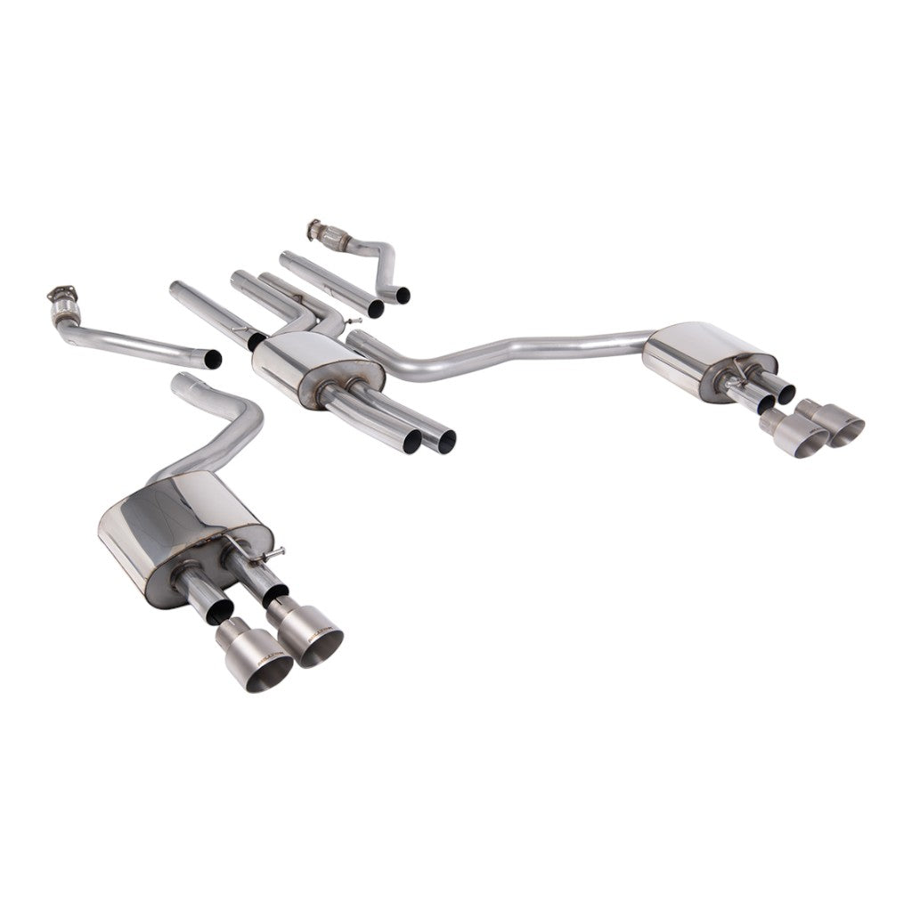 MILLTEK SSXAU1057 Cat-Back Exhaust, 2.76" (Brushed Titanium GT-100 Trims) for AUDI A6 3.0L TFSI S-Line (C7.5) 2015-2018 Photo-0