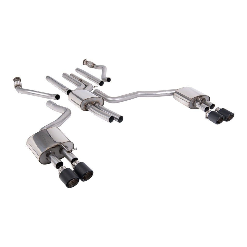 MILLTEK SSXAU1059 Cat-Back Exhaust, 2.76" (Carbon JET-100 Trims) for AUDI A6 3.0L TFSI S-Line (C7.5) 2015-2018 Photo-0