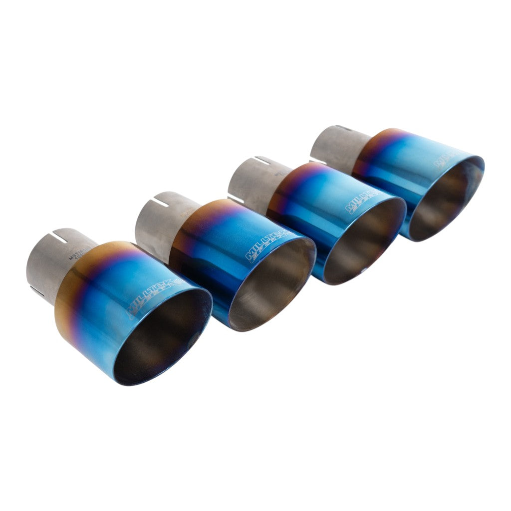 MILLTEK SSXAU1134 Cat-Back Exhaust, 2.5'' (Quad GT-100 Blue Titanium Trims) for AUDI S5 Coupe / Cabrio RHD (B9) 2017- Photo-1