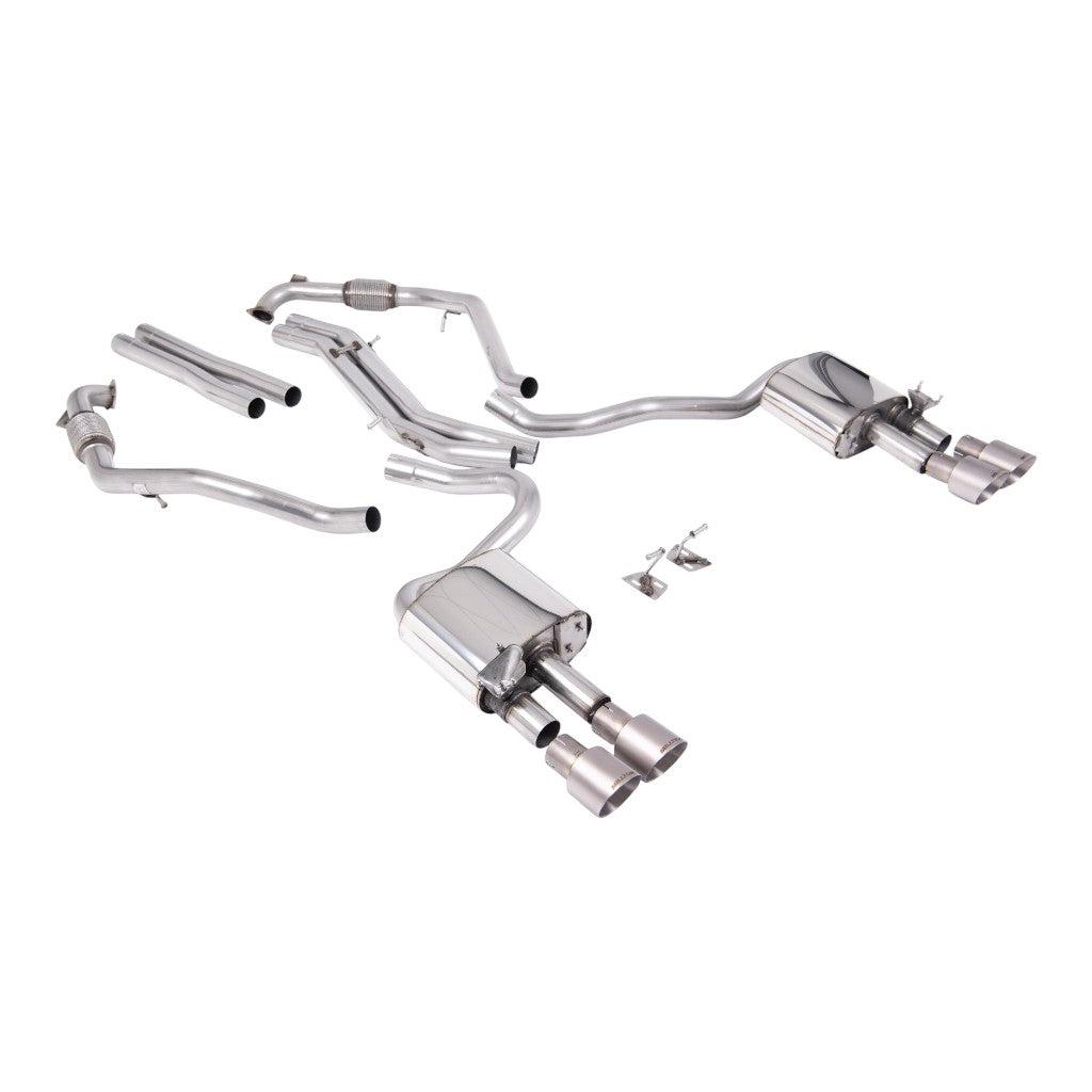 MILLTEK SSXAU1158 Cat-Back Exhaust, 2.5'' (Quad GT-100 Brushed Titanium Trims) for AUDI S5 Coupe / Sportback RHD (B9) 2017- Photo-0