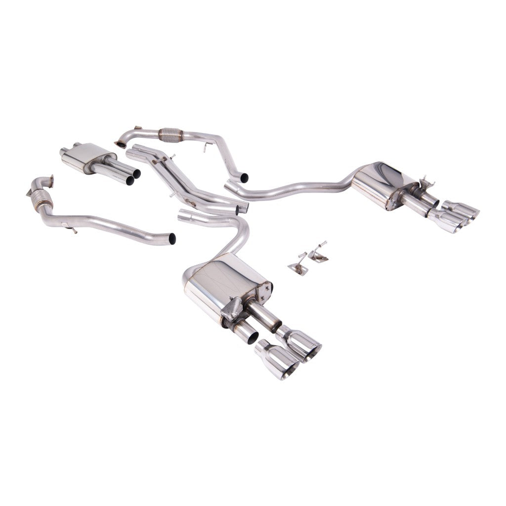 MILLTEK SSXAU1163 Cat-Back Exhaust, 2.5'' (Quad GT-100 Polished Trims) for AUDI S5 Coupe / Sportback RHD (B9) 2017- Photo-0