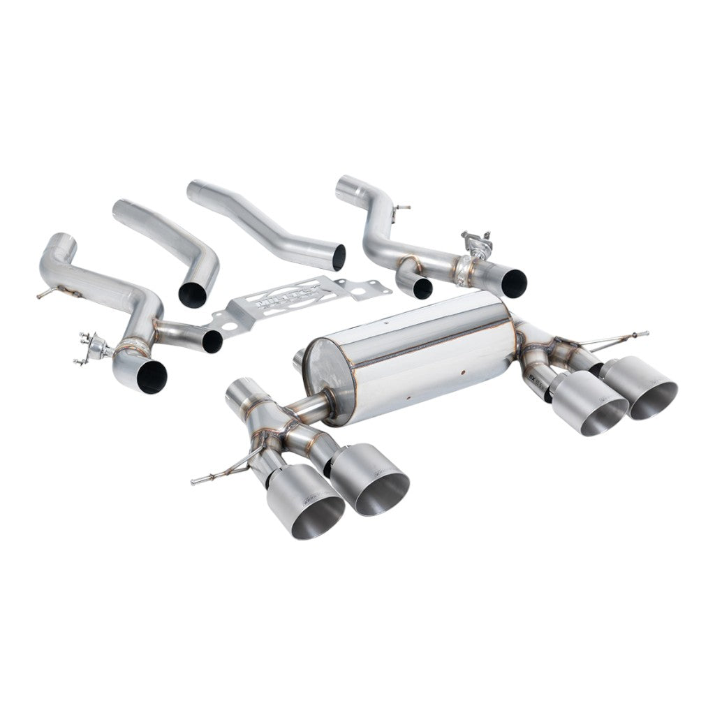 MILLTEK SSXBM1283 Filter-Back Exhaust, 3" (Brushed Titanium GT-115 Trims) for BMW M2 (G87) OPF/GPF Photo-0