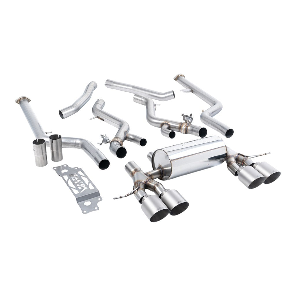 MILLTEK SSXBM1293 Cat-Back Exhaust, 3" (Brushed Titanium GT-115 Trims) for BMW M2 (G87) OPF/GPF Photo-0