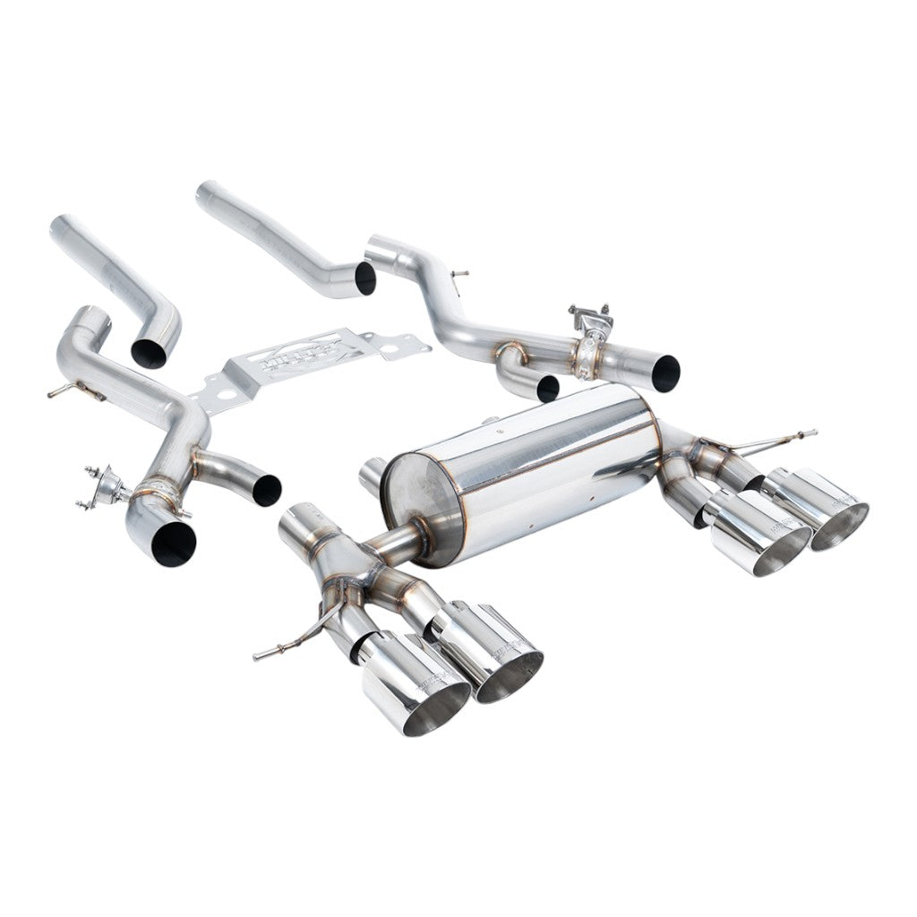 MILLTEK SSXBM1301 Secondary Cat-Back Exhaust, 3" (Polished GT-115 Trims) for BMW M2 (G87) Non-OPF/GPF Photo-0