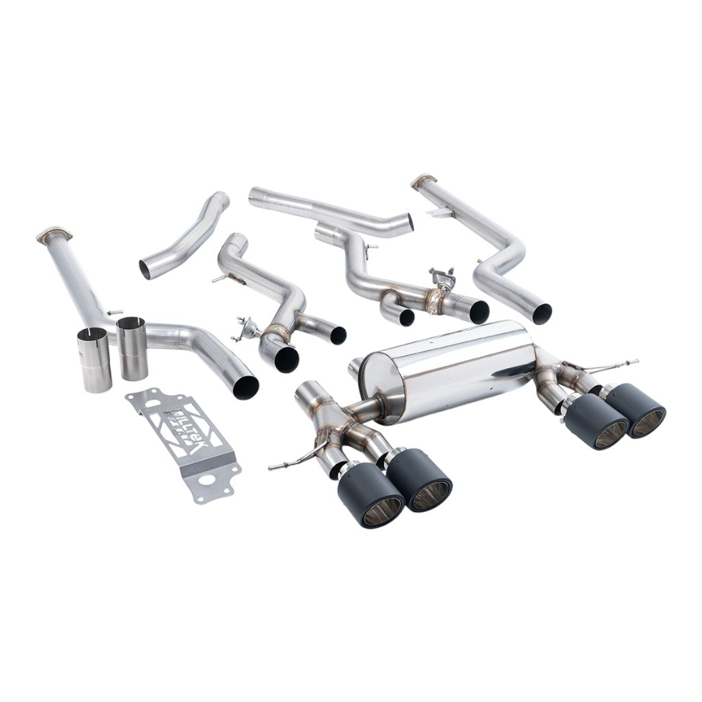 MILLTEK SSXBM1316 Cat-Back Exhaust, 3" (Carbon JET-115 Trims) for BMW M2 (G87) OPF/GPF Photo-0